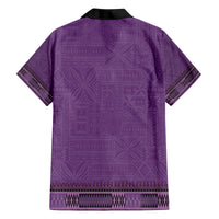Purple African Dashiki With Fijian Tapa Pattern Family Matching Long Sleeve Bodycon Dress and Hawaiian Shirt