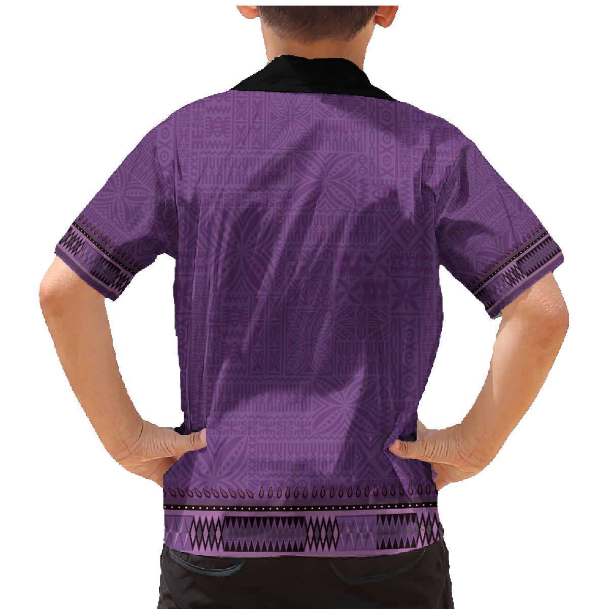 Purple African Dashiki With Fijian Tapa Pattern Family Matching Mermaid Dress and Hawaiian Shirt LT14 - Polynesian Pride