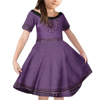 Purple African Dashiki With Fijian Tapa Pattern Family Matching Mermaid Dress and Hawaiian Shirt LT14 Daughter's Dress Purple - Polynesian Pride