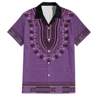 Purple African Dashiki With Fijian Tapa Pattern Family Matching Off Shoulder Short Dress and Hawaiian Shirt LT14 Dad's Shirt - Short Sleeve Purple - Polynesian Pride