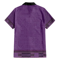 Purple African Dashiki With Fijian Tapa Pattern Family Matching Off Shoulder Short Dress and Hawaiian Shirt LT14 - Polynesian Pride