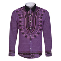 Purple African Dashiki With Fijian Tapa Pattern Family Matching Puletasi and Hawaiian Shirt
