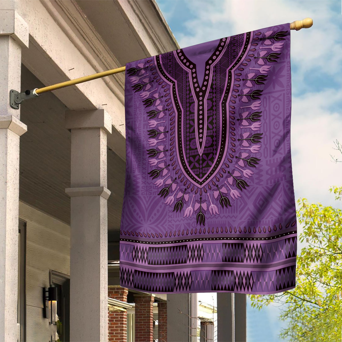 Purple African Dashiki With Fijian Tapa Pattern Garden Flag