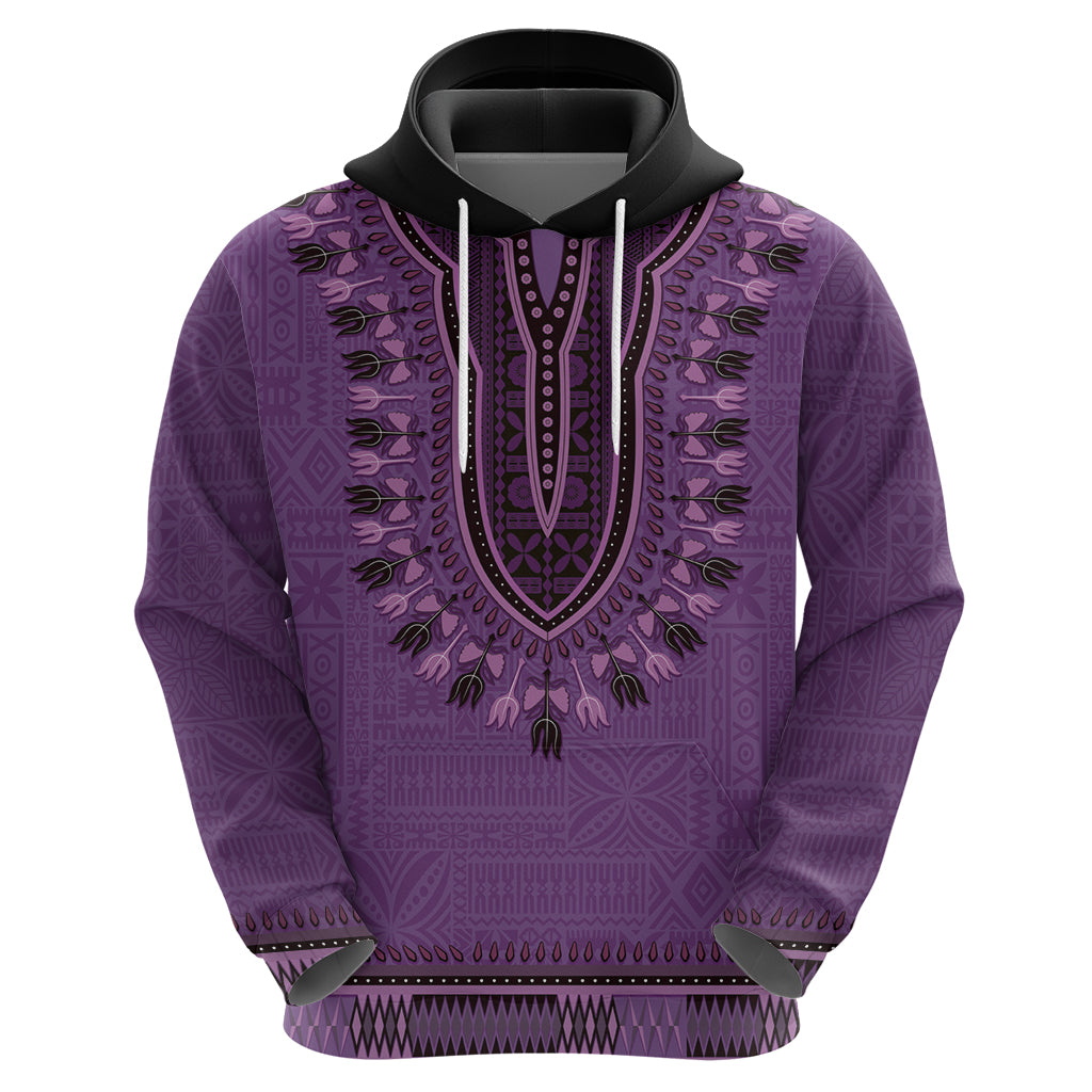 Purple African Dashiki With Fijian Tapa Pattern Hoodie