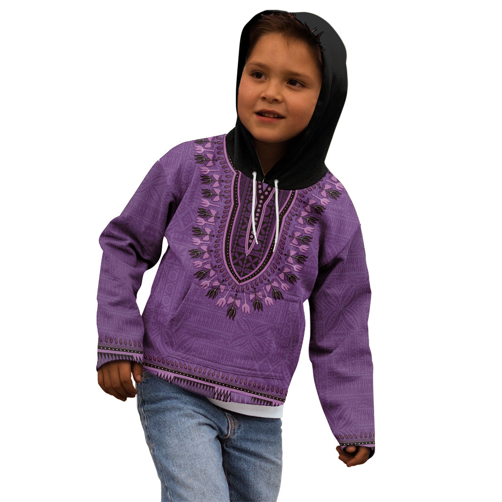 Purple African Dashiki With Fijian Tapa Pattern Kid Hoodie