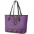 Purple African Dashiki With Fijian Tapa Pattern Leather Tote Bag