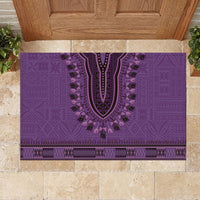 Purple African Dashiki With Fijian Tapa Pattern Rubber Doormat