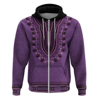 Purple African Dashiki With Fijian Tapa Pattern Zip Hoodie