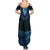Blue African Dashiki With Aotearoa Maori Family Matching Summer Maxi Dress and Hawaiian Shirt Paua Shell Mix Silver Fern