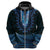 Blue African Dashiki With Aotearoa Maori Hoodie Paua Shell Mix Silver Fern