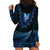 Blue African Dashiki With Aotearoa Maori Hoodie Dress Paua Shell Mix Silver Fern