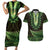 Lime Green African Dashiki With Aotearoa Maori Couples Matching Short Sleeve Bodycon Dress and Hawaiian Shirt Paua Shell Mix Silver Fern