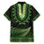Lime Green African Dashiki With Aotearoa Maori Family Matching Off Shoulder Short Dress and Hawaiian Shirt Paua Shell Mix Silver Fern