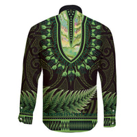 Lime Green African Dashiki With Aotearoa Maori Family Matching Tank Maxi Dress and Hawaiian Shirt Paua Shell Mix Silver Fern LT14 - Polynesian Pride