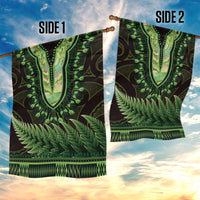 Lime Green African Dashiki With Aotearoa Maori Garden Flag Paua Shell Mix Silver Fern