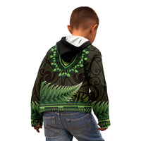 Lime Green African Dashiki With Aotearoa Maori Kid Hoodie Paua Shell Mix Silver Fern