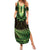 Lime Green African Dashiki With Aotearoa Maori Summer Maxi Dress Paua Shell Mix Silver Fern