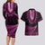 Pink African Dashiki With Aotearoa Maori Couples Matching Long Sleeve Bodycon Dress and Hawaiian Shirt Paua Shell Mix Silver Fern