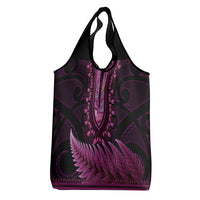 Pink African Dashiki With Aotearoa Maori Grocery Bag Paua Shell Mix Silver Fern