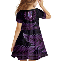 Purple African Dashiki With Aotearoa Maori Family Matching Off Shoulder Maxi Dress and Hawaiian Shirt Paua Shell Mix Silver Fern LT14 - Polynesian Pride