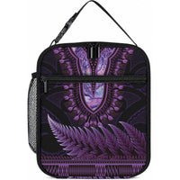 Purple African Dashiki With Aotearoa Maori Lunch Bag Paua Shell Mix Silver Fern LT14 10.2 × 8.3 × 4.3 inch Purple - Polynesian Pride