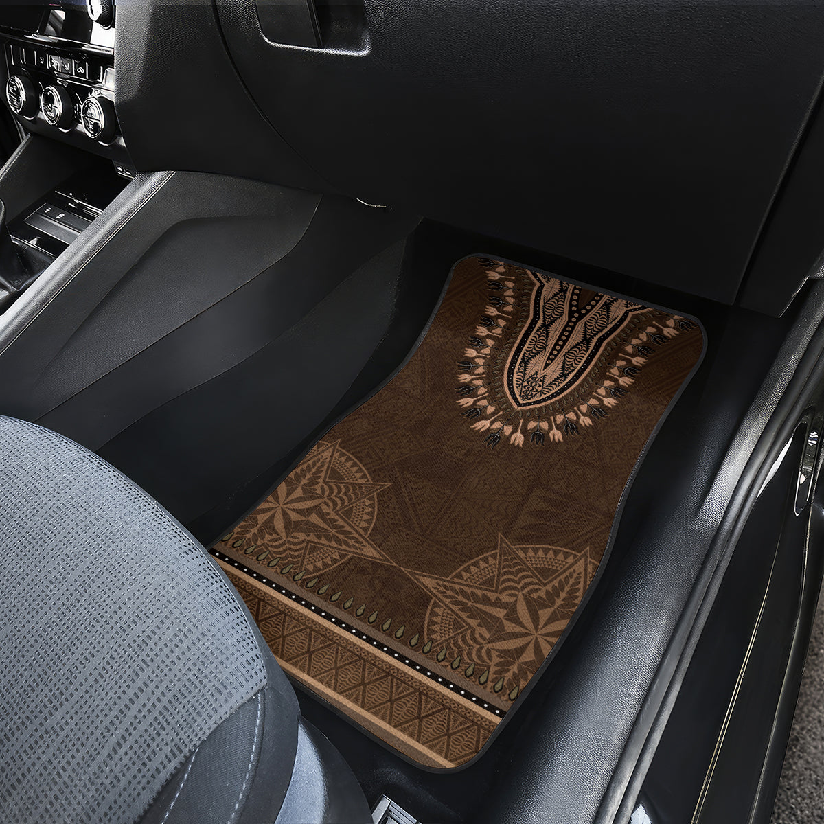 Brown African Dashiki With Tonga Ngatu Pattern Car Mats