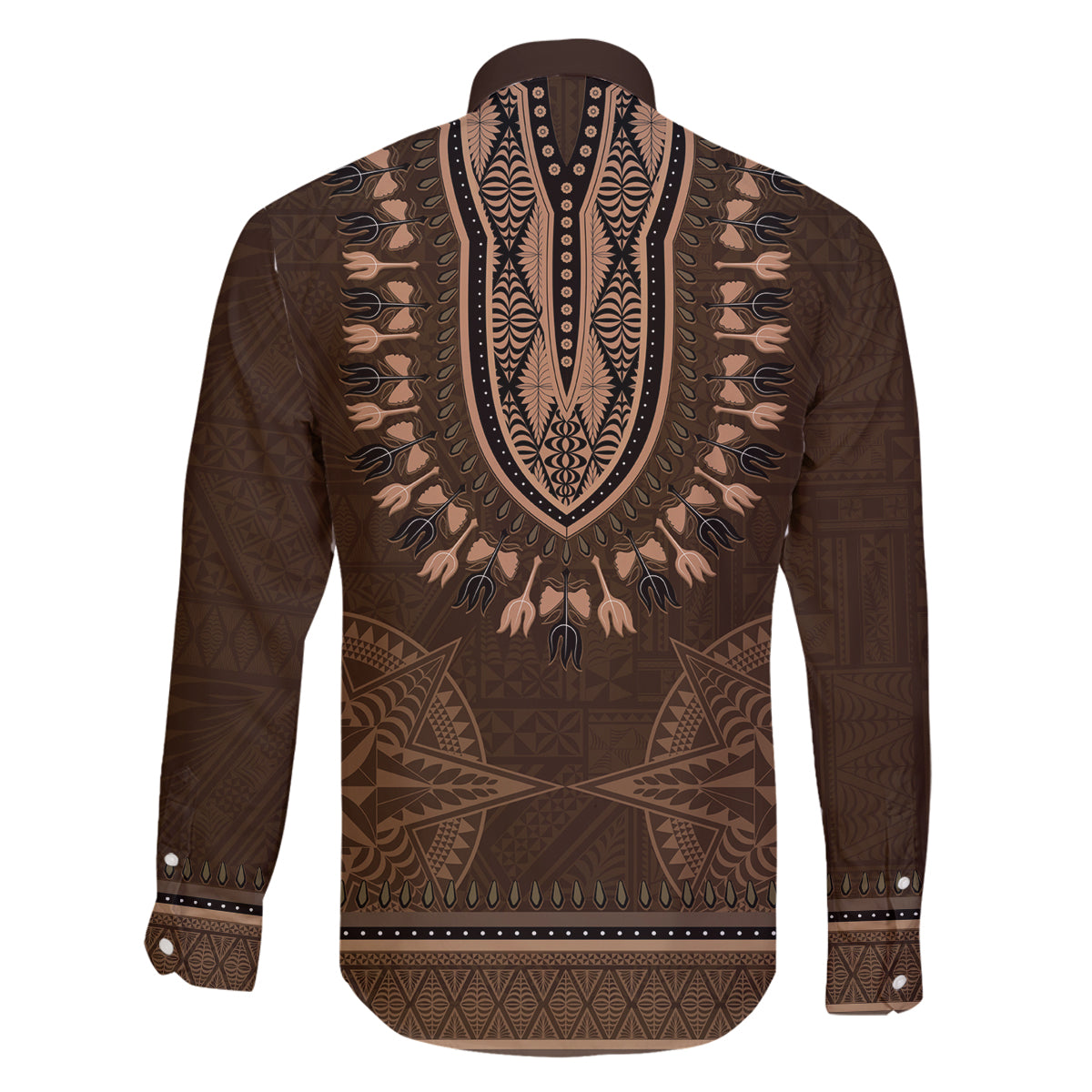 Brown African Dashiki With Tonga Ngatu Pattern Family Matching Mermaid Dress and Hawaiian Shirt