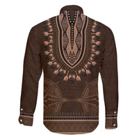 Brown African Dashiki With Tonga Ngatu Pattern Family Matching Mermaid Dress and Hawaiian Shirt
