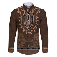 Brown African Dashiki With Tonga Ngatu Pattern Family Matching Off The Shoulder Long Sleeve Dress and Hawaiian Shirt