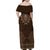 Brown African Dashiki With Tonga Ngatu Pattern Family Matching Off Shoulder Maxi Dress and Hawaiian Shirt