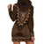 Brown African Dashiki With Tonga Ngatu Pattern Hoodie Dress