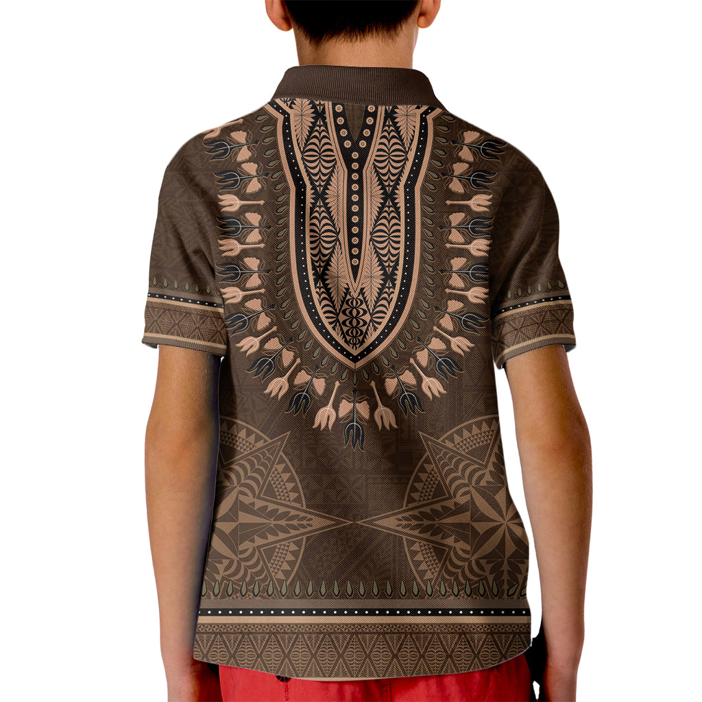 Brown African Dashiki With Tonga Ngatu Pattern Kid Polo Shirt