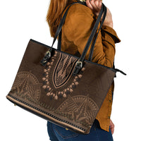 Brown African Dashiki With Tonga Ngatu Pattern Leather Tote Bag