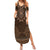 Brown African Dashiki With Tonga Ngatu Pattern Summer Maxi Dress