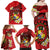 Personalised Tonga Emancipation Day Family Matching Off Shoulder Maxi Dress and Hawaiian Shirt Tongan Ngatu Pattern - Red Version