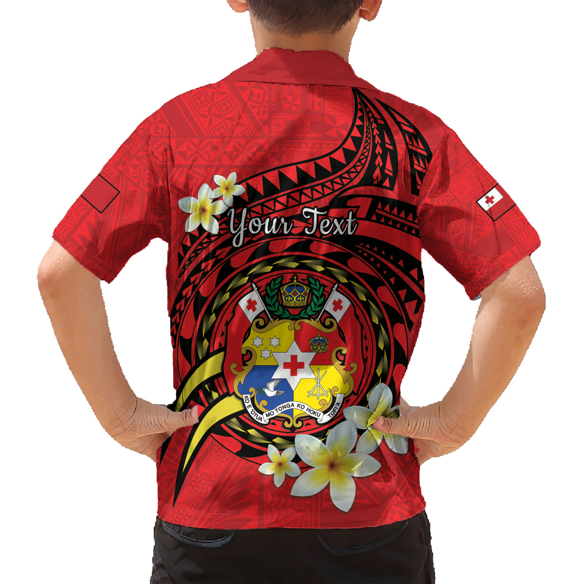 Personalised Tonga Emancipation Day Kid Hawaiian Shirt Tongan Ngatu Pattern - Red Version