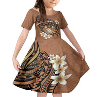 Personalised Tonga Emancipation Day Family Matching Tank Maxi Dress and Hawaiian Shirt Tongan Ngatu Pattern - Brown Version