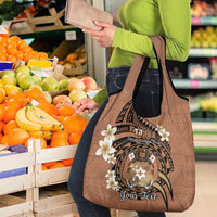 Personalised Tonga Emancipation Day Grocery Bag Tongan Ngatu Pattern - Brown Version