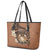 Personalised Tonga Emancipation Day Leather Tote Bag Tongan Ngatu Pattern - Brown Version