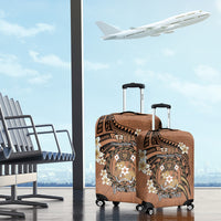 Personalised Tonga Emancipation Day Luggage Cover Tongan Ngatu Pattern - Brown Version