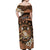 Personalised Tonga Emancipation Day Off Shoulder Maxi Dress Tongan Ngatu Pattern - Brown Version