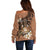 Personalised Tonga Emancipation Day Off Shoulder Sweater Tongan Ngatu Pattern - Brown Version