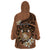 Personalised Tonga Emancipation Day Wearable Blanket Hoodie Tongan Ngatu Pattern - Brown Version