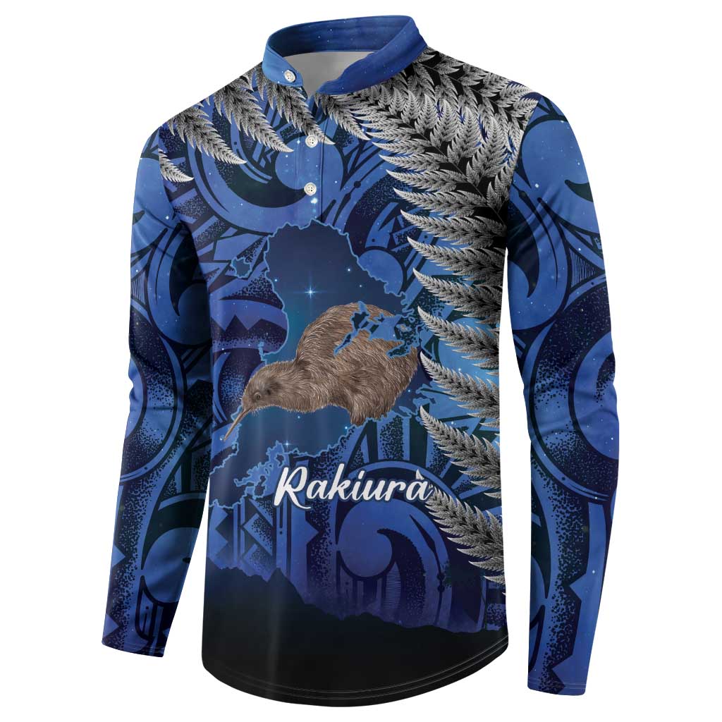 New Zealand Stewart Island Button Sweatshirt Rakiura Kiwi Maori Glowing Sky LT14 - Polynesian Pride