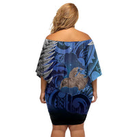 New Zealand Stewart Island Family Matching Off Shoulder Short Dress and Hawaiian Shirt Rakiura Kiwi Maori Glowing Sky LT14 - Polynesian Pride