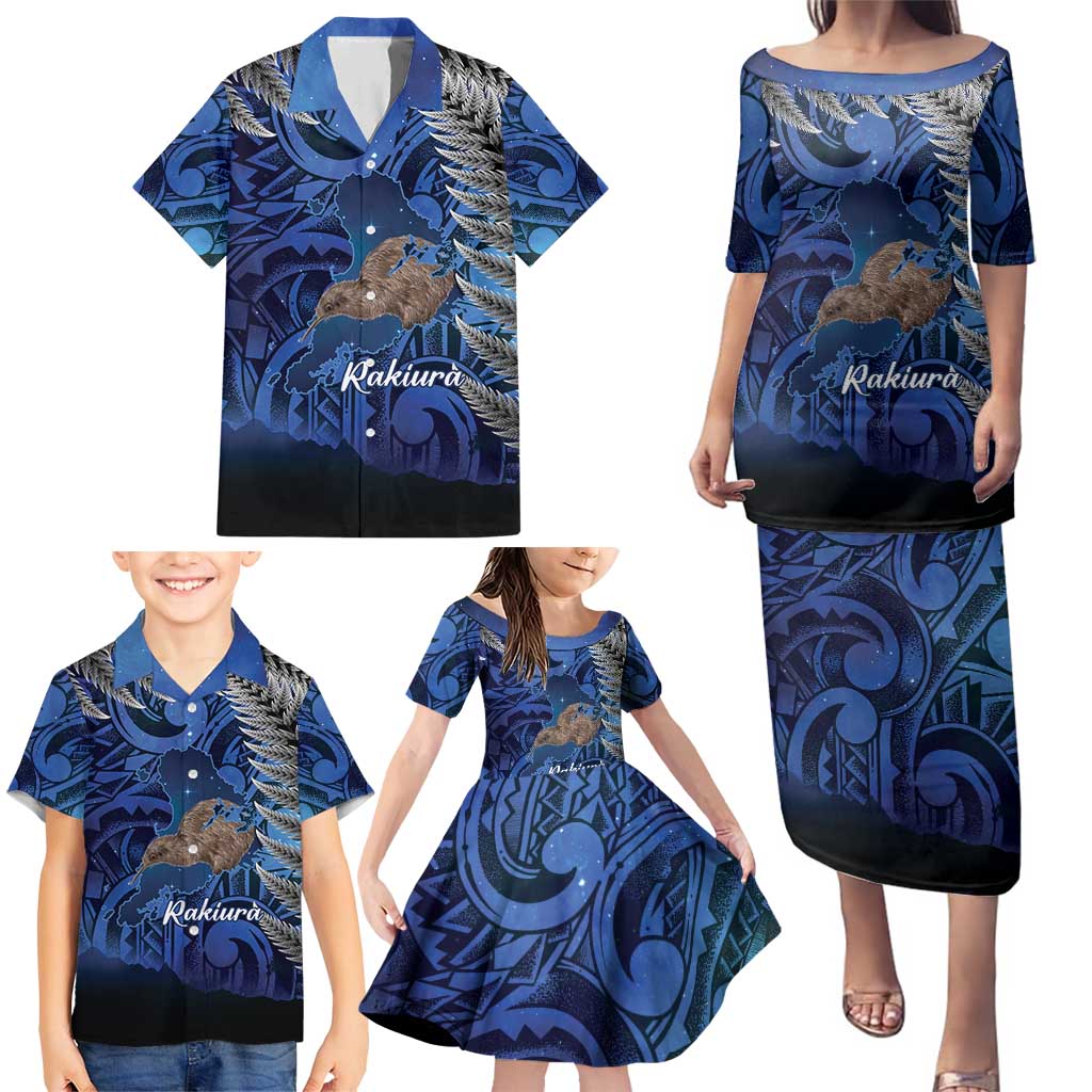 New Zealand Stewart Island Family Matching Puletasi and Hawaiian Shirt Rakiura Kiwi Maori Glowing Sky LT14 - Polynesian Pride