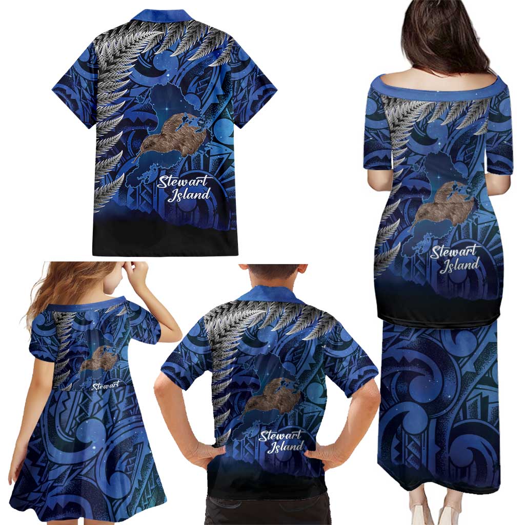 New Zealand Stewart Island Family Matching Puletasi and Hawaiian Shirt Rakiura Kiwi Maori Glowing Sky LT14 - Polynesian Pride