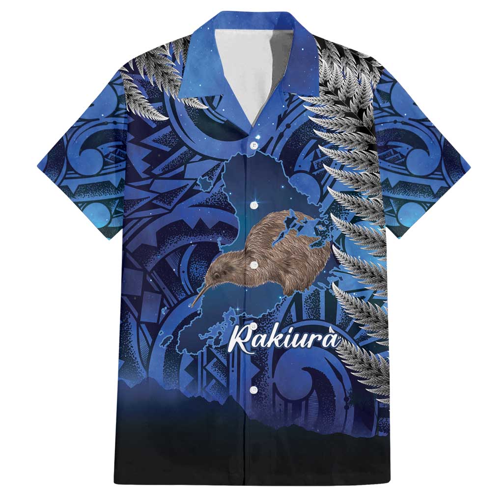 New Zealand Stewart Island Family Matching Puletasi and Hawaiian Shirt Rakiura Kiwi Maori Glowing Sky LT14 Dad's Shirt - Short Sleeve Blue - Polynesian Pride