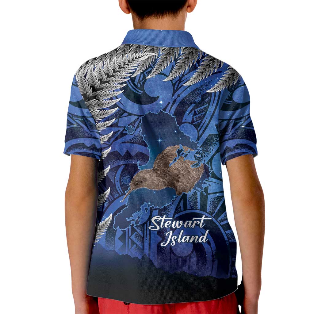 New Zealand Stewart Island Kid Polo Shirt Rakiura Kiwi Maori Glowing Sky LT14 - Polynesian Pride