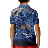 New Zealand Stewart Island Kid Polo Shirt Rakiura Kiwi Maori Glowing Sky LT14 - Polynesian Pride